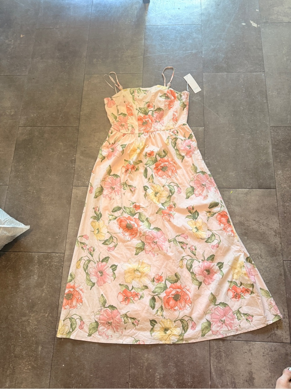 Calypso St. Barth Pink Floral Maxi Dress with Green Leaf Accents